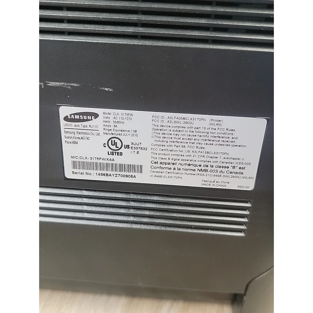 Samsung CLX-3175FW All-In-One Color Laser Printer